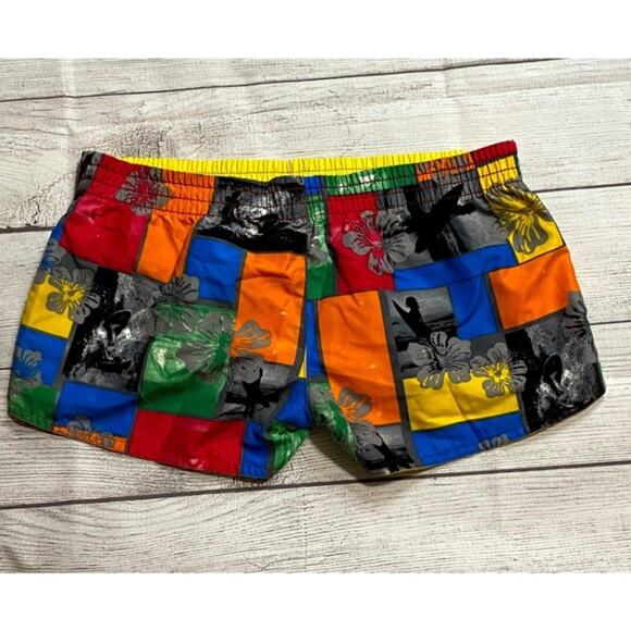 Rayasun Women's Reversible Yellow/Print Mini-Shorts Swim Wear Cover Size M - Picture 1 of 2